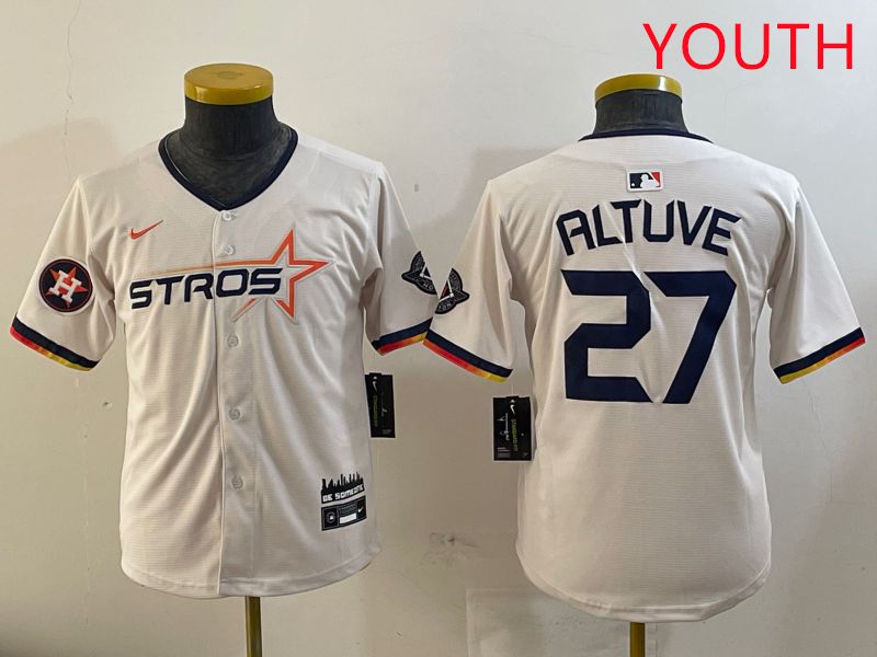 Youth Houston Astros #27 Altuve Cream Three generations Joint Name 2025 Nike MLB Jersey style 4115